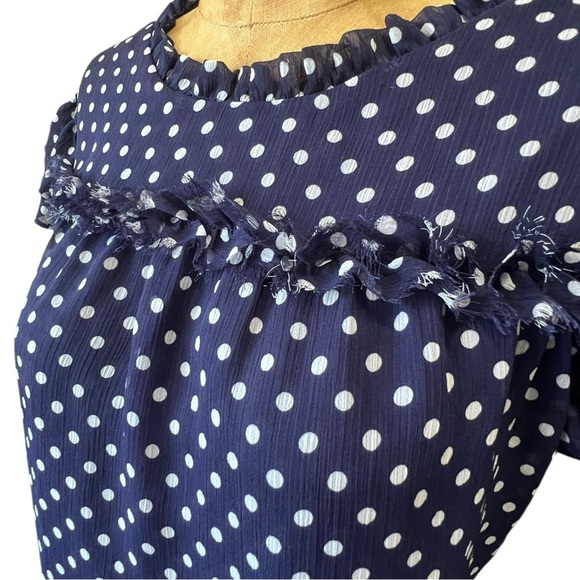 1. State Navy and White Polka Dot Blouse NWOT XL - Picture 2 of 8